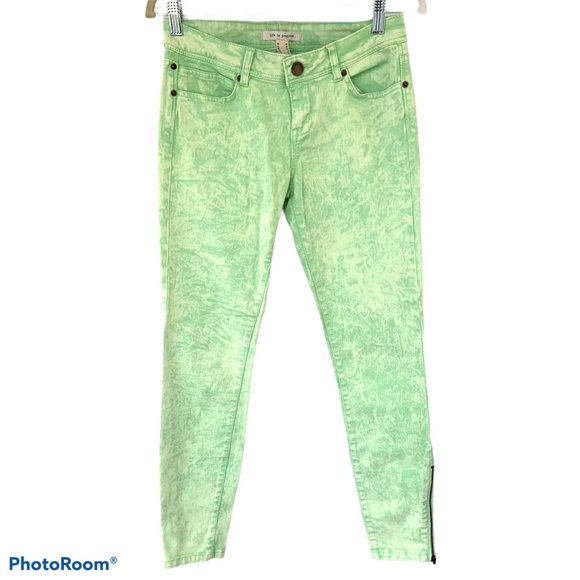 Forever 21 Denim - F21 80s acid wash skinny Jeans Green 25 ankle zip